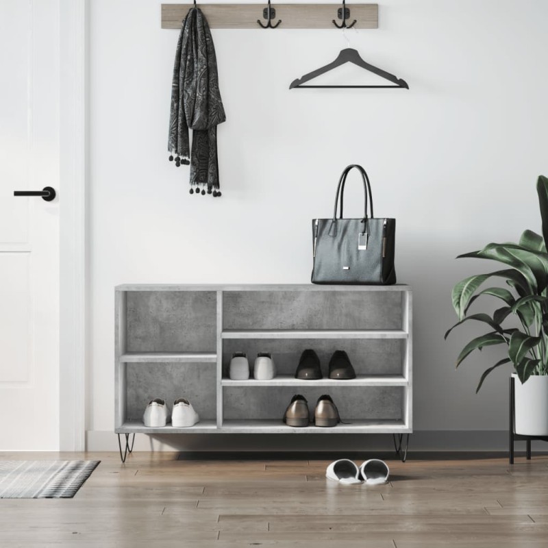 vidaXL Mueble zapatero madera contrachapada gris hormigón 102x36x60 cm vidaXL Mueble zapatero madera contrachapada gris hormigón 102x36x60 cm