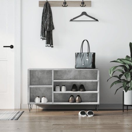 vidaXL Mueble zapatero madera contrachapada gris hormigón 102x36x60 cm
