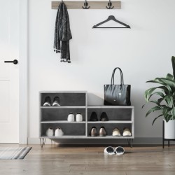 vidaXL Mueble zapatero madera contrachapada gris hormigón 102x36x60 cm