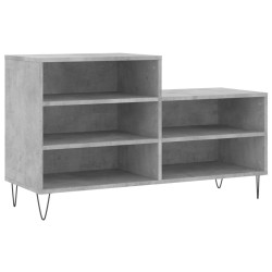 vidaXL Mueble zapatero madera contrachapada gris hormigón 102x36x60 cm