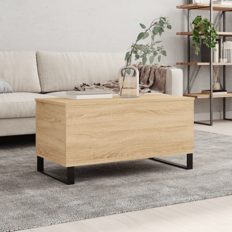 vidaXL Mesa de centro madera contrachapada roble Sonoma 90x44,5x45 cm vidaXL Mesa de centro madera contrachapada roble Sonoma 90x44,5x45 cm