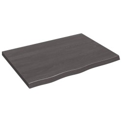 vidaXL Encimera baño madera maciza tratada gris oscuro 80x60x(2-4) cm