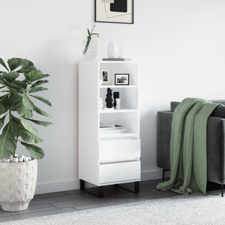 vidaXL Aparador alto madera contrachapada blanco brillo 40x36x110 cm