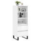 vidaXL Aparador alto madera contrachapada blanco brillo 40x36x110 cm