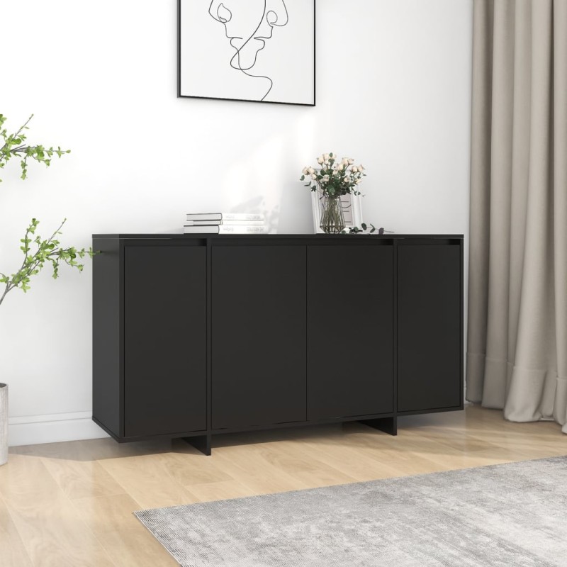 vidaXL Aparador de madera contrachapada negro 135x41x75 cm