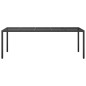 vidaXL Mesa de jardín de vidrio templado ratán PE negra 250x100x75 cm