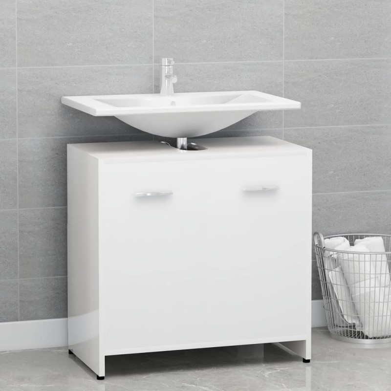vidaXL Armario de baño madera contrachapada blanco brillo 60x33x61 cm vidaXL Armario de baño madera contrachapada blanco brillo 60x33x61 cm