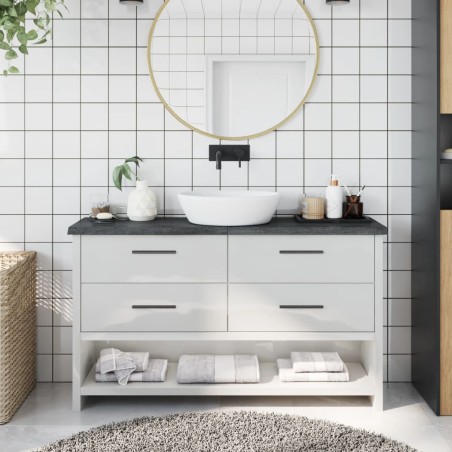 vidaXL Encimera baño madera maciza tratada gris oscuro 120x30x(2-4) cm