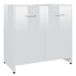 vidaXL Armario de baño madera contrachapada blanco brillo 60x33x61 cm