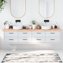 vidaXL Encimera baño madera maciza tratada marrón claro 220x40x(2-6)cm