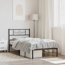 vidaXL Estructura de cama con cabecero metal negro 75x190 cm