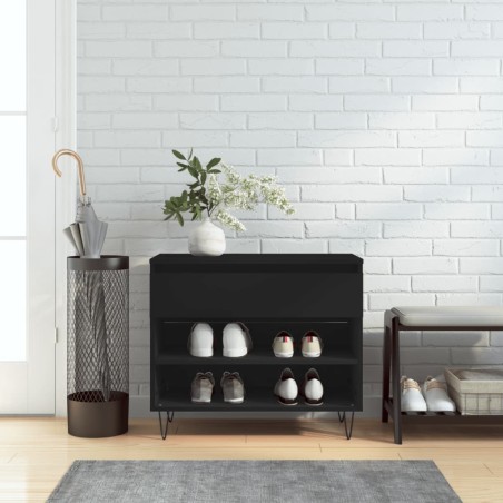 vidaXL Mueble zapatero madera contrachapada negro 70x36x60 cm