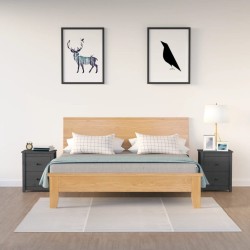 vidaXL Mesitas de noche 2 uds madera maciza de pino gris 50x35x61,5 cm