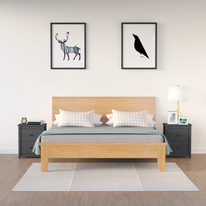 vidaXL Mesitas de noche 2 uds madera maciza de pino gris 50x35x61,5 cm vidaXL Mesitas de noche 2 uds madera maciza de pino gris 50x35x61,5 cm