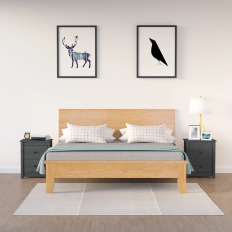 vidaXL Mesitas de noche 2 uds madera maciza de pino gris 50x35x61,5 cm