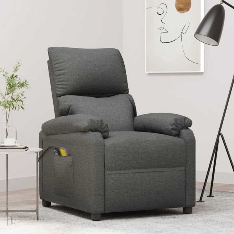 vidaXL Sillón de masaje eléctrico tela gris oscuro vidaXL Sillón de masaje eléctrico tela gris oscuro