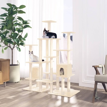 vidaXL Rascador para gatos con postes de sisal color crema 145 cm