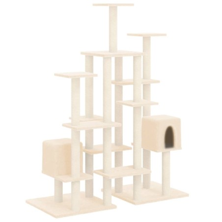 vidaXL Rascador para gatos con postes de sisal color crema 145 cm