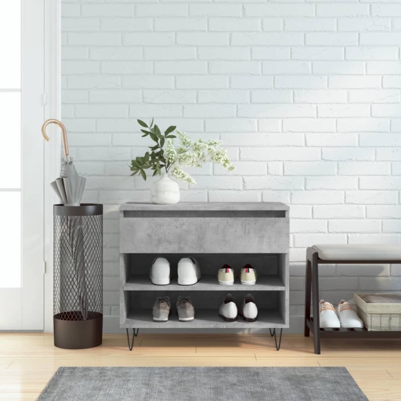 vidaXL Mueble zapatero madera contrachapada gris hormigón 70x36x60 cm vidaXL Mueble zapatero madera contrachapada gris hormigón 70x36x60 cm