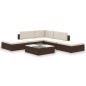 vidaXL Set muebles de jardín 6 piezas y cojines ratán sintético marrón vidaXL Set muebles de jardín 6 piezas y cojines ratán sintético marrón