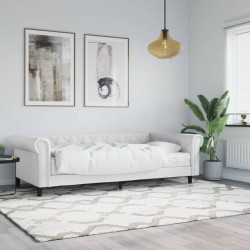 vidaXL Sofá cama con colchón cuero sintético blanco 90x200 cm
