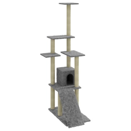 vidaXL Rascador para gatos con postes de sisal gris claro 155 cm