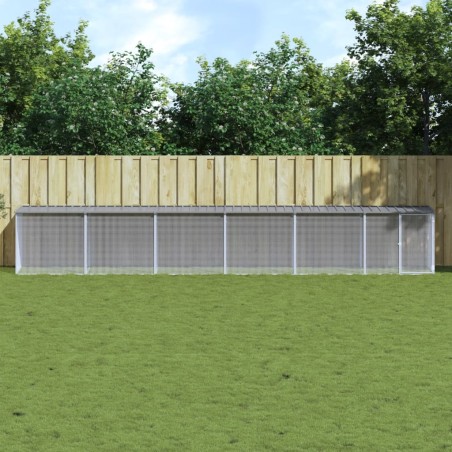 vidaXL Gallinero con techo acero galvanizado gris claro 603x98x90 cm