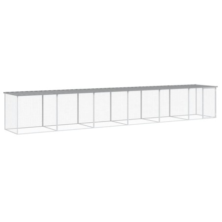 vidaXL Gallinero con techo acero galvanizado gris claro 603x98x90 cm