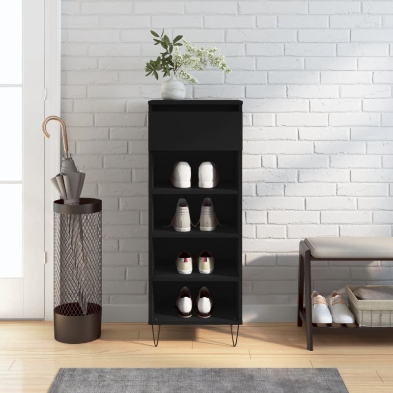 vidaXL Mueble zapatero madera contrachapada negro 40x36x105 cm