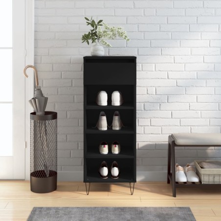 vidaXL Mueble zapatero madera contrachapada negro 40x36x105 cm