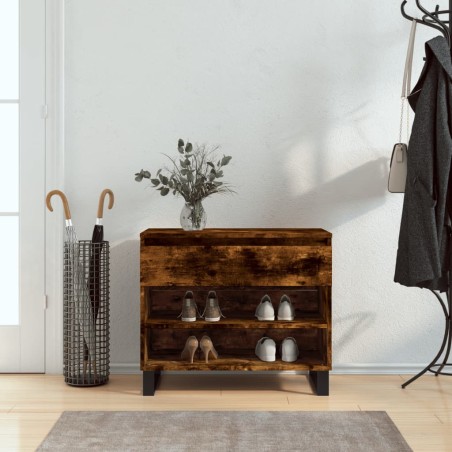 vidaXL Mueble zapatero madera contrachapada roble ahumado 70x36x60 cm