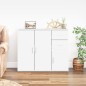 vidaXL Aparador de madera contrachapada blanco brillante 91x29,5x75 cm vidaXL Aparador de madera contrachapada blanco brillante 91x29,5x75 cm