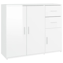 vidaXL Aparador de madera contrachapada blanco brillante 91x29,5x75 cm