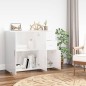 vidaXL Aparador de madera contrachapada blanco brillante 91x29,5x75 cm vidaXL Aparador de madera contrachapada blanco brillante 91x29,5x75 cm