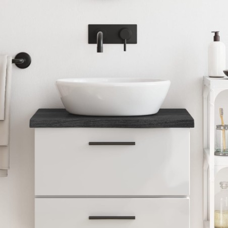 vidaXL Encimera baño madera maciza tratada gris oscuro 60x50x(2-4) cm