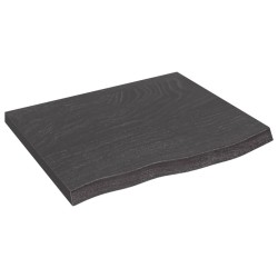 vidaXL Encimera baño madera maciza tratada gris oscuro 60x50x(2-4) cm