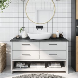 vidaXL Encimera baño madera maciza tratada gris oscuro 100x40x(2-4) cm