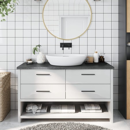 vidaXL Encimera baño madera maciza tratada gris oscuro 100x40x(2-4) cm