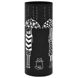 vidaXL Paragüero diseño mujeres acero negro 
