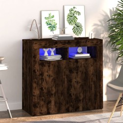 vidaXL Aparador con luces LED roble ahumado 80x35x75 cm