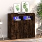 vidaXL Aparador con luces LED roble ahumado 80x35x75 cm vidaXL Aparador con luces LED roble ahumado 80x35x75 cm