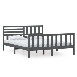 vidaXL Estructura de cama de madera maciza gris 160x200 cm