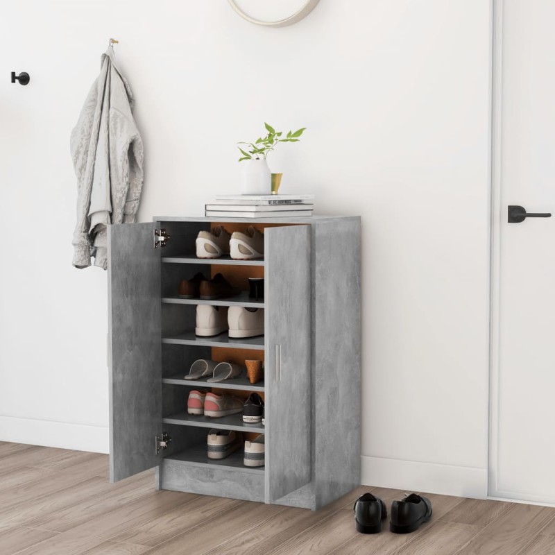 vidaXL Zapatero de madera de ingeniería gris hormigón 60x35x92 cm vidaXL Zapatero de madera de ingeniería gris hormigón 60x35x92 cm