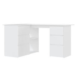 vidaXL Escritorio de esquina madera contrachapada blanco 145x100x76 cm
