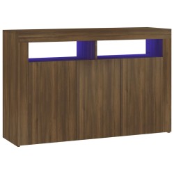 vidaXL Aparador con luces LED marrón roble 115,5x30x75 cm