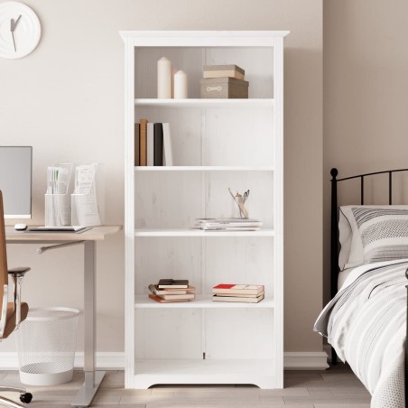 vidaXL Librería BODO 5 estantes madera maciza pino blanco 80x38x180 cm