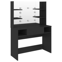 vidaXL Tocador de maquillaje con luces LED MDF negro 100x40x135 cm