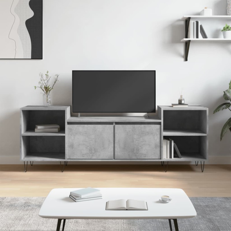 vidaXL Mueble para TV madera contrachapada gris hormigón 160x35x55 cm