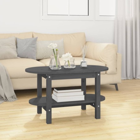 vidaXL Mesa de centro de madera maciza de pino gris 80x45x45 cm