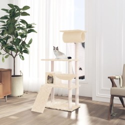 vidaXL Rascador para gatos con postes de sisal crema 131 cm